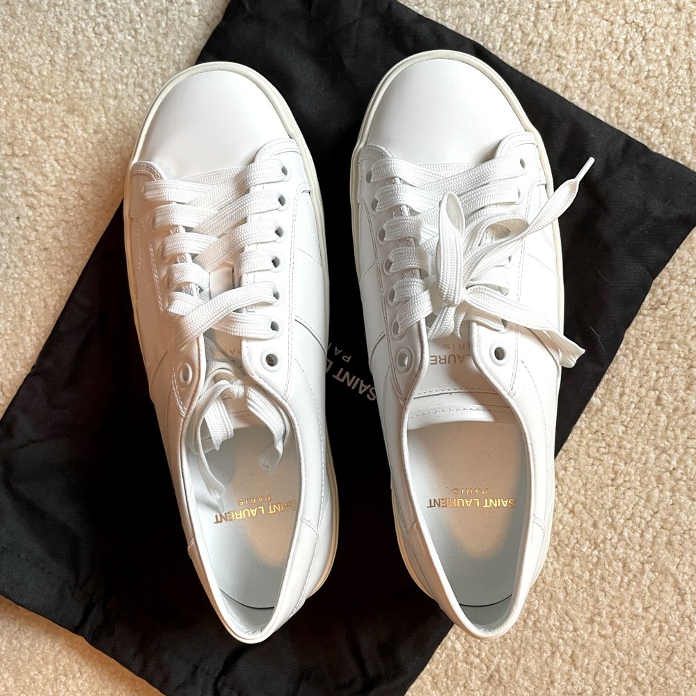 Saint Laurent Women’s White Leather Shoes - New